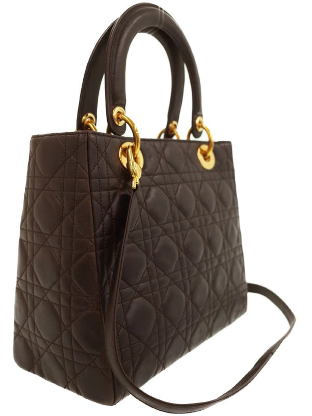 Dior Christian Cannage  bag  Quilted 2way Lady Black